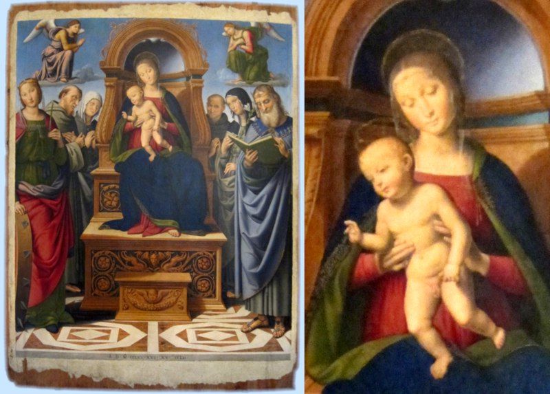 <p>Giovanni di Pietro, detto lo "Spagna" : Madonna con Bambino, Santi e angeli</p>