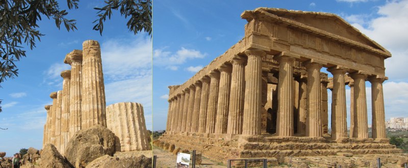 <p>left: columns from Templo d′ Ercole -- right: Templo di Concordia</p>