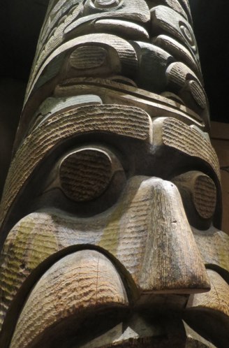 <p>Detail of a Bella Coola House Entrance Pole, Village of Tulio, on the South Bentinck Arm, abandoned in 1900</p>