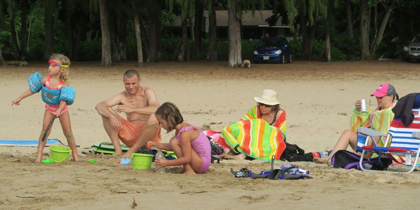 <p>The gang at Kalihiwai Beach</p>