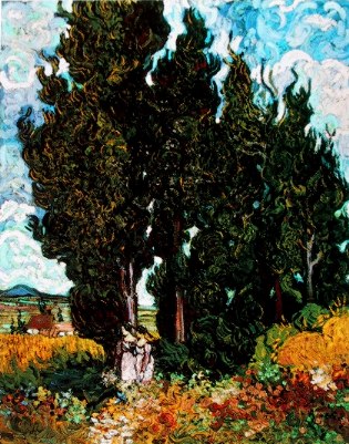 Vincent Van Gogh: Cypresses with two figures