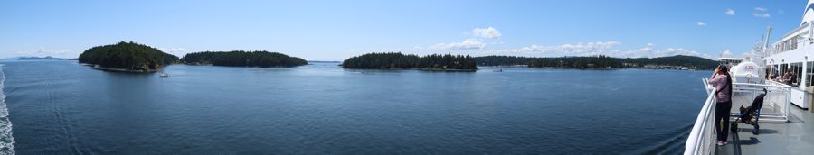 <p>Islands east of Swartz Bay Ferry Terminal (at far right)</p>