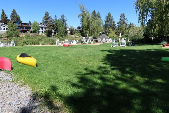 <p>our front yard and the splendid home across the Deschutes</p>